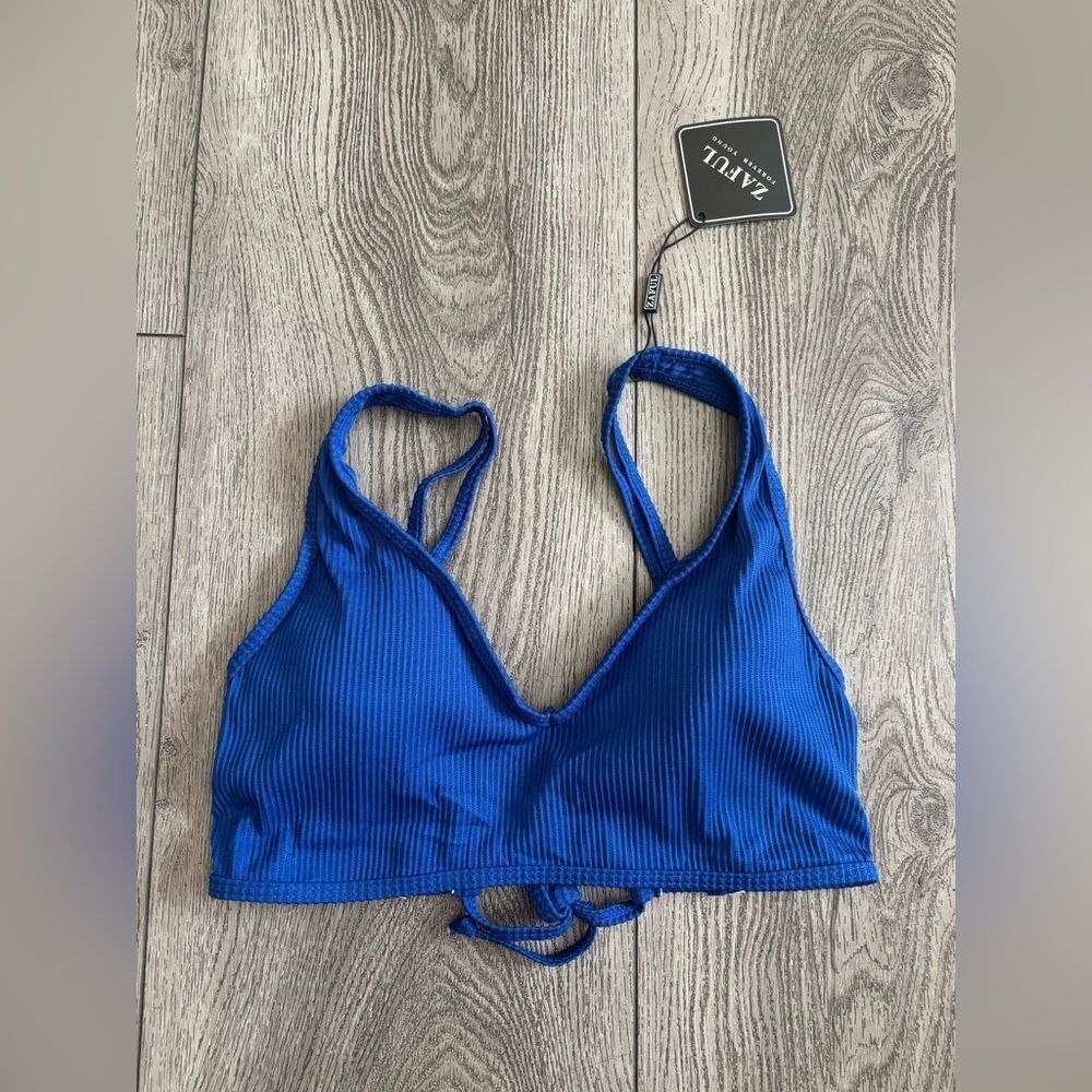 Zaful Blue Ribbed Bralette